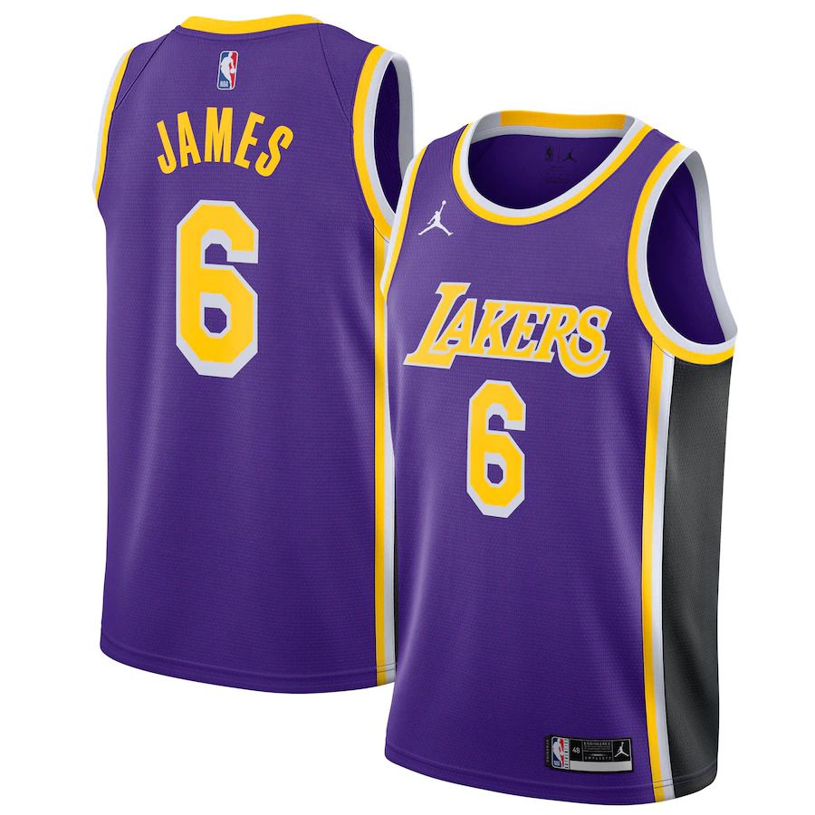 Men Los Angeles Lakers 6 LeBron James Jordan Brand Purple Swingman Player NBA Jersey